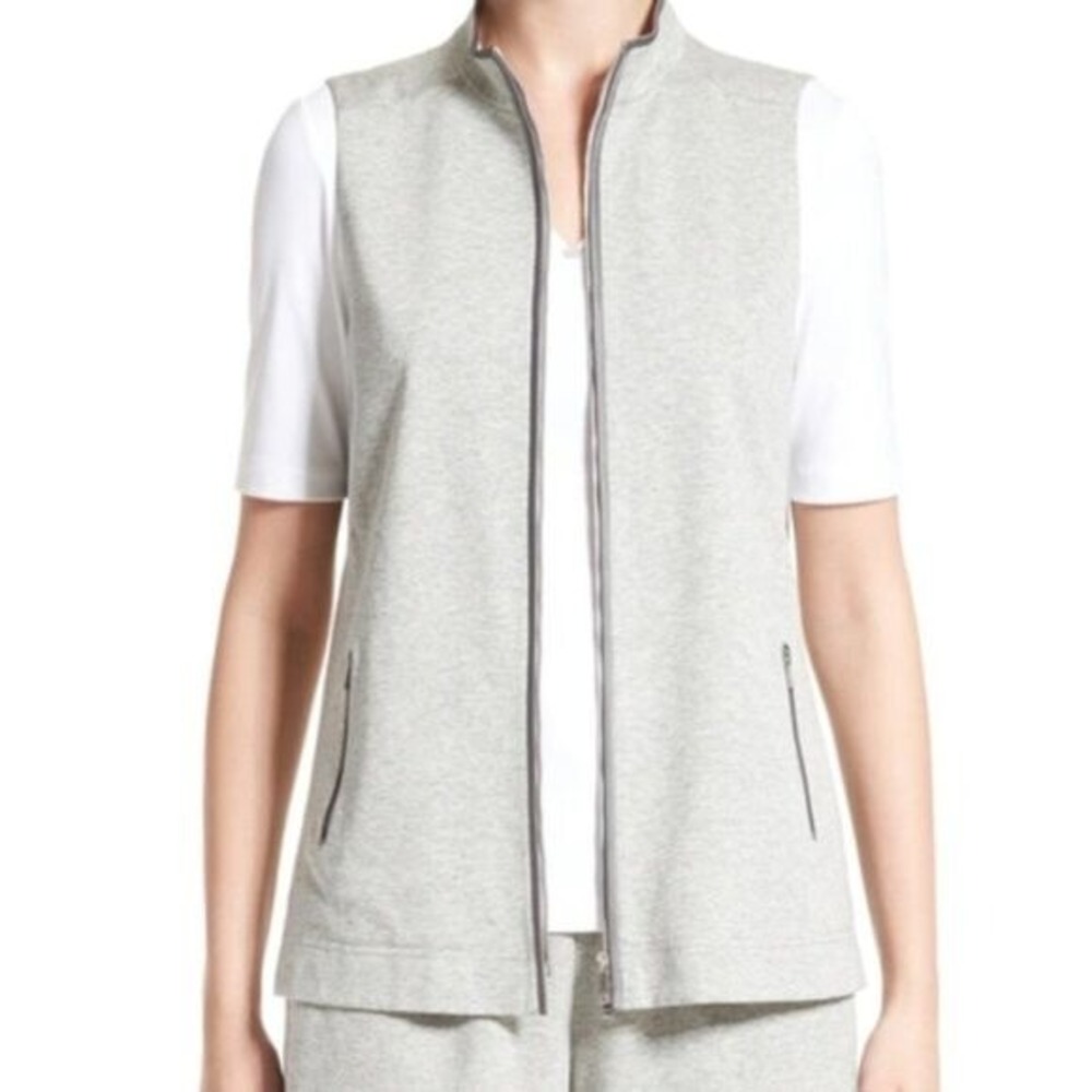 LAFAYETTE 148 NEW YORK Grey Heathered Zip‎ Front Vest Women's Size XL